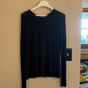 Lafayette 148 New York Black Beaded Blouse